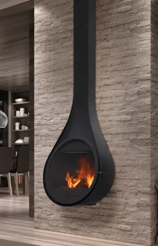 Pose d'une Cheminée à Saint-Genis-Laval avec foyer fermé moderne et habillage sur-mesure par l'équipe ChaleurFeu.